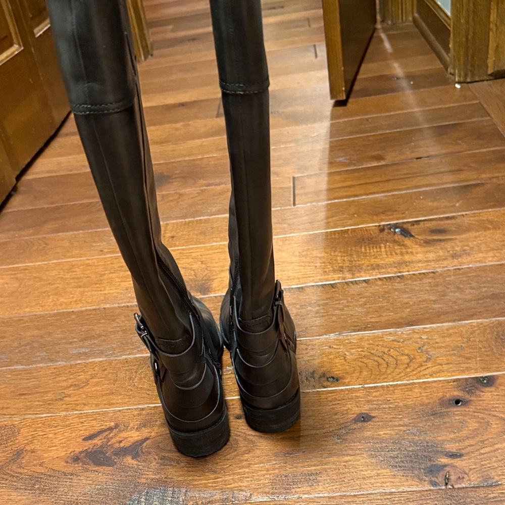 Vince Camuto Dark Leather Wide Calf Buckle Boots - Picture 4 of 7